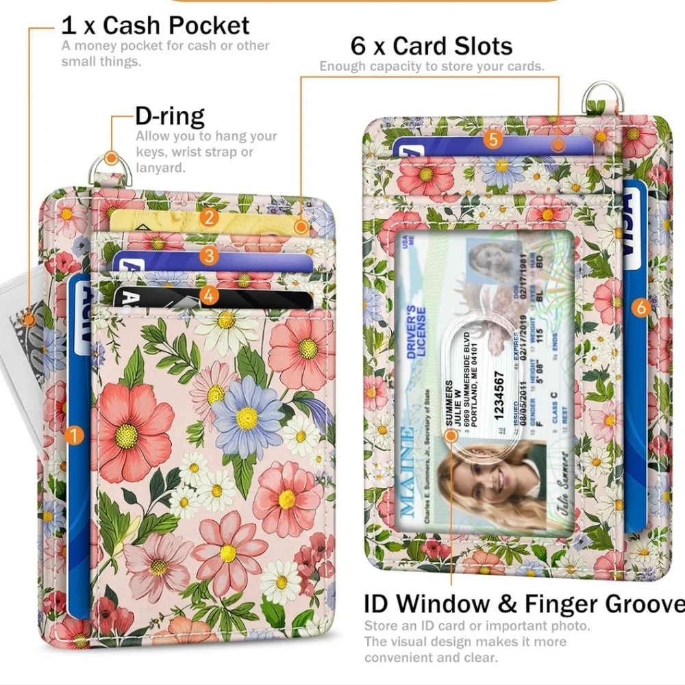 Floral Card Holder with ID Window